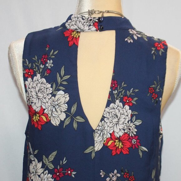 Miami Navy Floral Sleeveless Boarder Print Dress - Picture 8 of 16